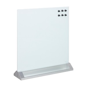 ECR4Kids MessageStor Glass Magnetic Dry-Erase Board with Storage Stand and Magnets, White - 1 of 4
