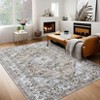 Washable Distressed Floral Print Area Rugs for Bedroom Living Room, Vintage Soft Non Slip Dining Room Carpet - 3 of 4