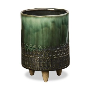 tagltd Companero Planter Large Stoneware Flower Pot With 3 Feet Decorative Home Decor - 1 of 3