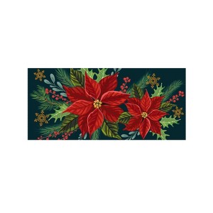 Evergreen Happy Holidays Poinsettia Sassafras Indoor Outdoor Switch Doormat 1'10"x10" Multicolored - 1 of 4