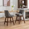 Okak Set of 2 Upholstered Swivel Counter Height Bar Stools for Dining Rooms,Armless Chairs Counter Bar Stools with Wooden Legs - 2 of 4