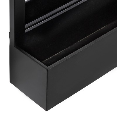 Black Metal Rectangular Wall Mirror with Storage Shelf