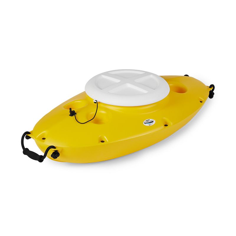 CreekKooler 30 Quart Floating Insulated Beverage Cooler Pull Behind Kayak Canoe, Yellow & 8' Adjustable Position Floating Cooler Tow Behind Rope Strap, 2 of 7