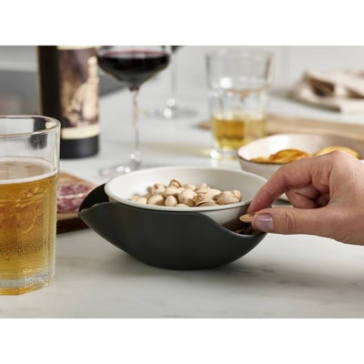 Gray Double Dish Plastic Serving Bowl with Food Waste Compartment