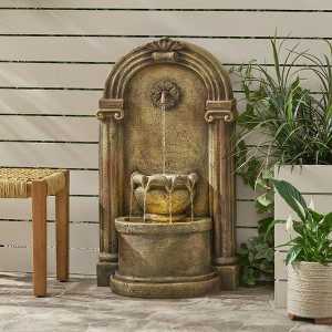 NAYSAYE Fountain Classic Two Tier Spout Design with Timeless Stone Inspired Style for Garden Patio Outdoor, Light Brown, 12.1"*35.25"*24.96" - 1 of 4