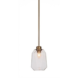 Toltec Lighting Rocklin 1 - Light Pendant in  New Aged Brass with 6.25" Clear Bubble Shade - 1 of 1