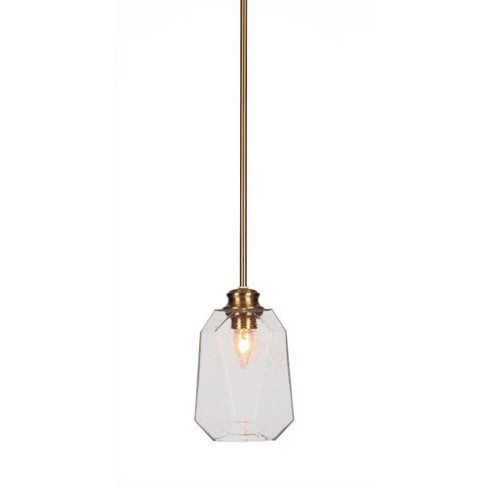 Toltec Lighting Rocklin 1 - Light Pendant in  New Aged Brass with 6.25" Clear Bubble Shade - image 1 of 1