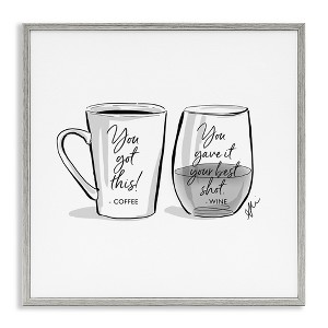 Stupell Industries Funny Coffee & Wine Phrase Framed Giclee Art - 1 of 4