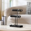 2-Tier Bracelet Display Stand with Detachable T-Bar, Black Velvet Organizer for Necklaces, Earrings & Rings - 4 of 4