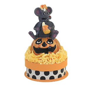 8.0 Inch Scaredy Mouse On Box Candy Corn Jack-O-Lantern Figurines - 1 of 3