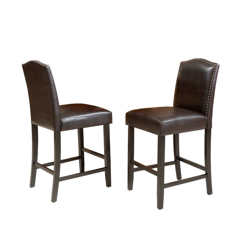 Set of 2 Darren Contemporary Upholstered Counter Height Barstools with Nailhead Trim - Christopher Knight Home, 1 of 7