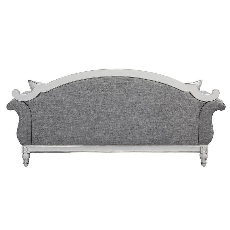88&#34; Florian Sofa Gray Fabric and Antique White Finish - Acme Furniture, 5 of 10