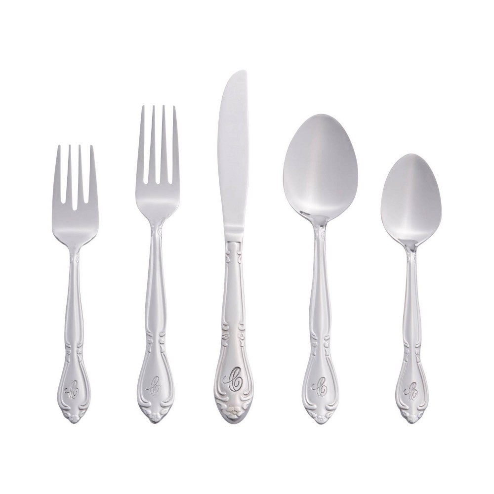 Photos - Other Appliances RiverRidge 46pc Personalized Rose Pattern Silverware Set C