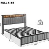 Full Size Bed Frame with Shelf Headboard and Charging Station, Industrial Upholstered Platform Bed with Outlets, Heavy Duty Metal Slats Support - 2 of 4