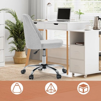 FONTOI Task and Office Chairs, Office Chair with Cross-Leg and Adjustable Height, Armless Swivel for Home Office, Gray, 20.4"*22.8"*29.3"