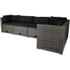 Northlight Taupe Outdoor Wicker Lounge Sectional Set with Coffee Table and Glass Top - 4 of 4