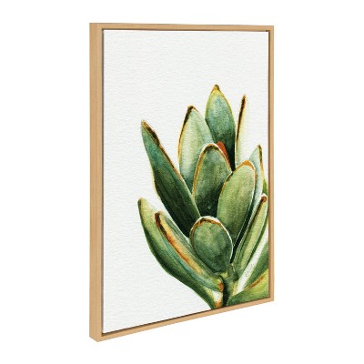 Sylvie Succulent Botanical Canvas Print with Natural Frame