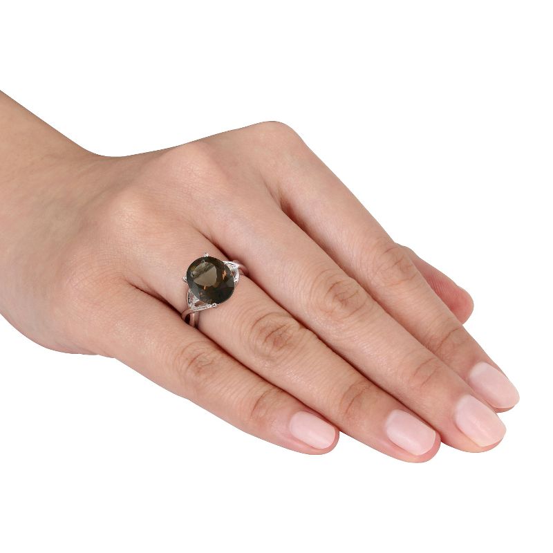 3.75 CT. T.W. Smokey Quartz and .01 CT. T.W. Diamond 3-Prong Setting Ring in Sterling Silver
, 3 of 4