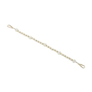 Unique Bargains Zinc Alloy Imitation Pearl Bead Purse Handbag Chain Strap Clutch 15" Light Gold - 1 of 3