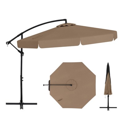 Tangkula 10FT Offset Hanging Umbrella Patio Cantilever Umbrella w/ Easy Tilt Adjustment