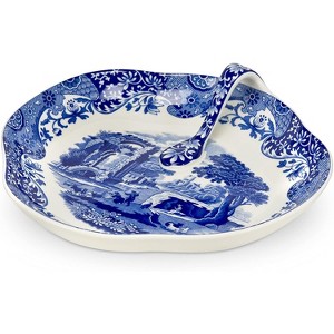 Spode Blue Italian 8 Inch Handled Tray - Elegant Decorative Serving Dish for Snacks, Appetizers, Fruit - Porcelain Presentation - 1 of 4