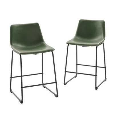 Set of 2 Laslo Modern Upholstered Faux Leather Counter Height Barstools - Saracina Home