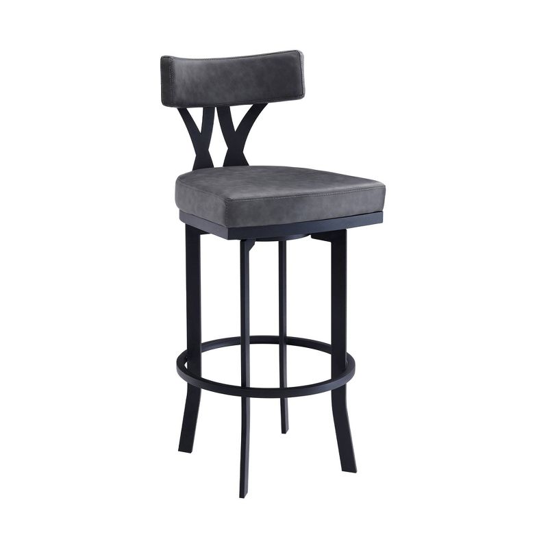 26&#34; Natalie Faux Leather Metal Counter Height Barstool Gray/Black - Armen Living, 1 of 12