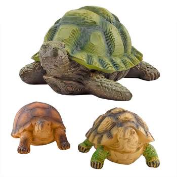 Esterno Turtle Garden Statues, 3pc Set; Lifelike Tortoise Yard Decor Sculpture Set