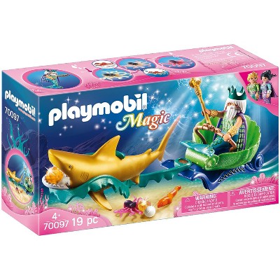Playmobil Magic King of the Sea with Shark Carriage 70097 Playset 19pc