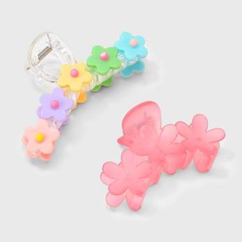 Girls' 2pk Claw Clips with Flowers - Cat & Jack™