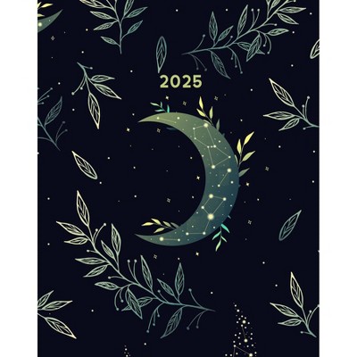 Willow Creek Press Floral Moon 2025 7.5"x9.5" Booklet Mntly Planner: Monthly Calendar, Sewn Binding, All Ages, Blue