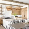 LNC Holophankton 6-Light 26" Coastal Larger Tiered Drum Chandelier, Matte Black Canopy with Natural Rattan Shade - 2 of 4