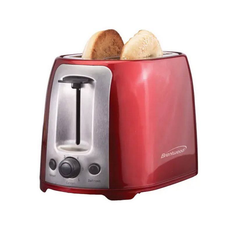 Brentwood 2 Slice Cool Touch Toaster in Red and Stainless Steel, 4 of 7