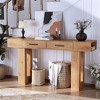 Gulches 63 in Natural Rectangular Particle Board Console Table with Foot Pads Farmhouse Style Engineered Wood - 3 of 4