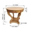 Outdoor Round Coffee Table,Side Table With Wood Grain Distressed Tabletop And 2 Storage Drawers For Dining Room Or Living Room-Coolbibila - 4 of 4