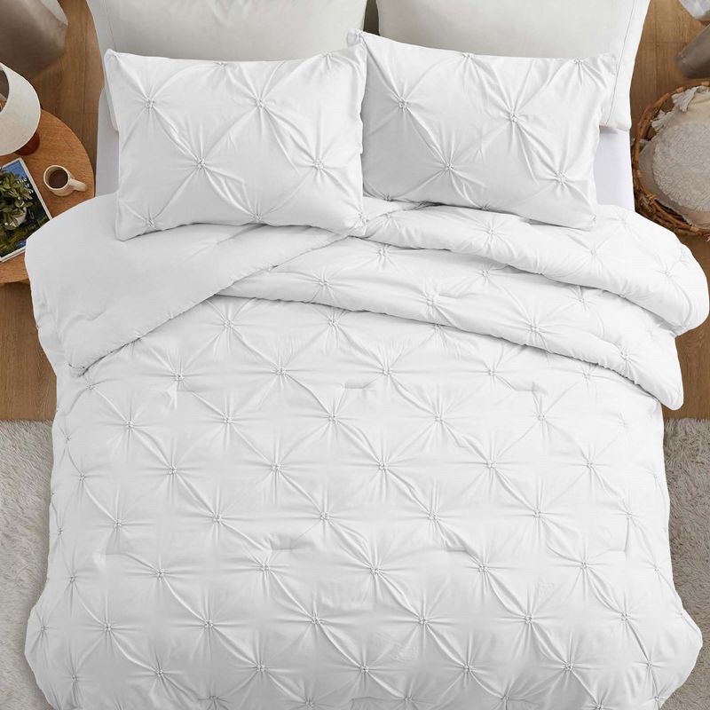 Peace Nest Pintuck Comforter Set, Bedding Set for All Season, Comforter and Pillowcases Set, White, 2 of 7