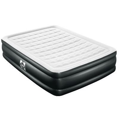 Sealy 94051E-BW High Single Person Inflatable Mattress Internal I-Beam Twin Airbed with Built-In AC Air Pump, Pillow Headrest, and Storage Bag