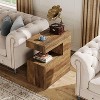 Tribesigns C-Shaped End Table, 25.59" Couch Side Table with 2-Tier Storage Shelf, Farmhouse TV Tray for Sofa, Living Room, Bedroom, Brown - 4 of 4