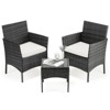 MAYEERTY 3-Piece Patio Furniture Set - with Glass Table, Woven Rattan Chairs for Garden, Terrace, Porch, Lawns. - 3 of 4