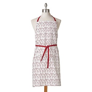 tag Candy Cane Print Classic Bib Cotton Apron, Adjustable Slide Through Ties, 2 Pockets, One Size Fits Most, Machine Wash, White - 1 of 3
