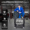 SILVEL Heavy Duty Plastic Utility Cart with 360° Swivel Wheels 600LBS Capacity 2 Shelf Service Cart Rolling Utility Carts with Wheels for Warehouse - 3 of 4