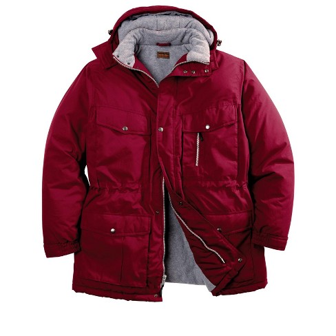 Boulder Creek by KingSize Men's Big & Tall Fleece-Lined Parka with  Detachable Hood and 6 Pockets - Big - S, Rich Burgundy Red Coat