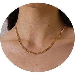 Dainty Gold Chain Necklace For Women - 18K Gold Plated Coin Disc Choker With Beaded & Paper Clip Layered Chain, Everyday Jewelry Gift - 1 of 4