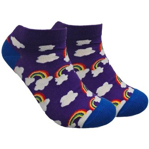 Purple Rainbow Ankle Socks from the Sock Panda (Women's Sizes, Adult Medium) - 1 of 3