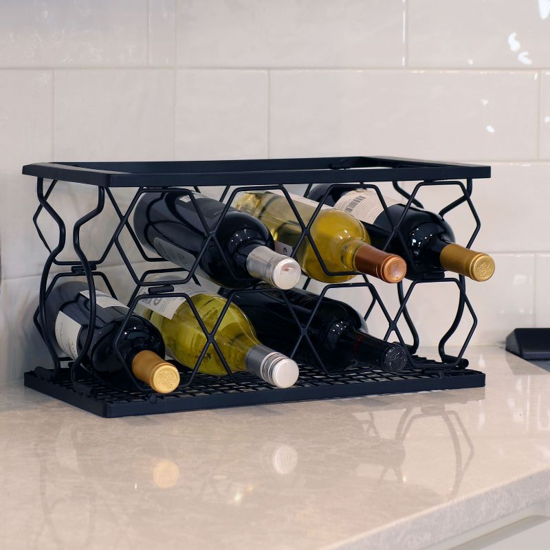 Sunnydaze Indoor Metal Collapsible Tabletop Wine Rack for the Kitchen or Bar - Black, 3 of 9