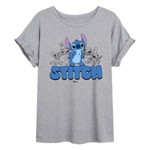 Women's - Disney - Stitch Group Oversized Graphic T-Shirt - 1 of 4