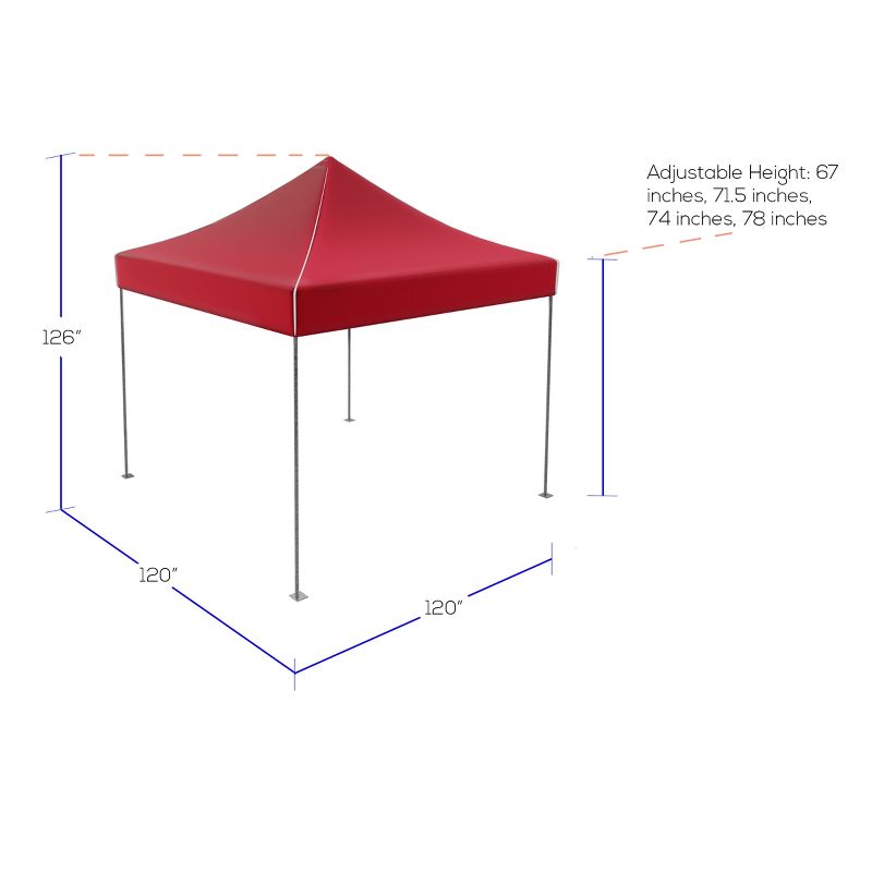 Leisure Sports Pop-Up Canopy Tent - 10' x 10', Red, 3 of 5