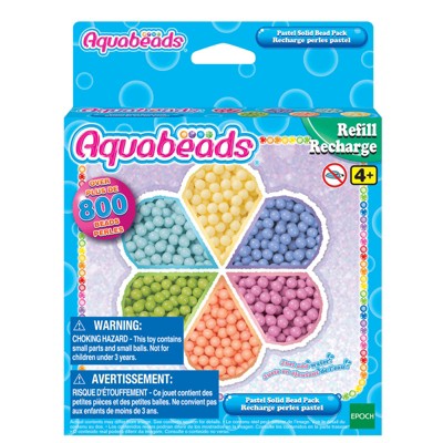 Aquabeads Pastel Solid Bead Pack, Arts & Crafts Bead Refill Kit for Children - over 800 solid beads in 6 pastel colors