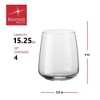 Bormioli Rocco Planeo Stemless Wine Glasses - Set of 4, Modern Squared Bowl & Tapered Rim - 12.25 Oz. Lead-Free Star Glass - Dishwasher Safe - 2 of 4