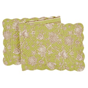 C&F Home 14" x 51" Berkeley Green Floral Flowers Decorative Scalloped Edge Cotton Quilted Table Runner - 1 of 1